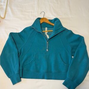 lululemon athletica Teal Quarter-Zip Cropped Sweatshirt